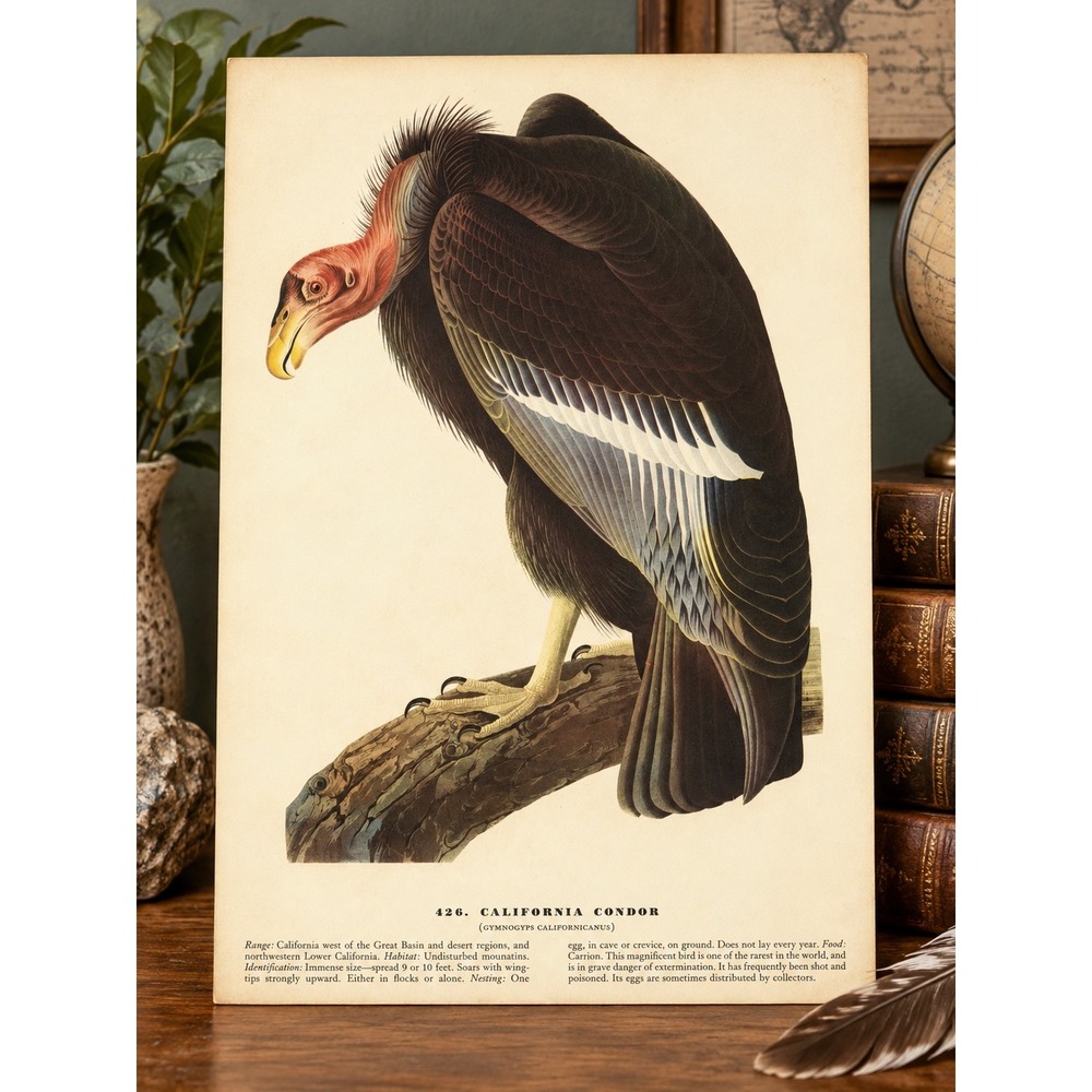 1941 Vintage California Condor Print American Bird Art Illustration Audubon
